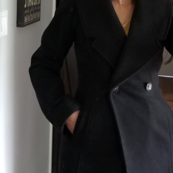 🧥CLUB MONACO BLACK WOOL DRESS COAT - Picture 11 of 13